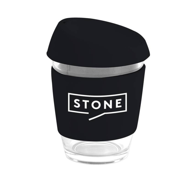 Moama Glass Coffee Cup - 350Ml With Silicon Lid And Band Thumbnail